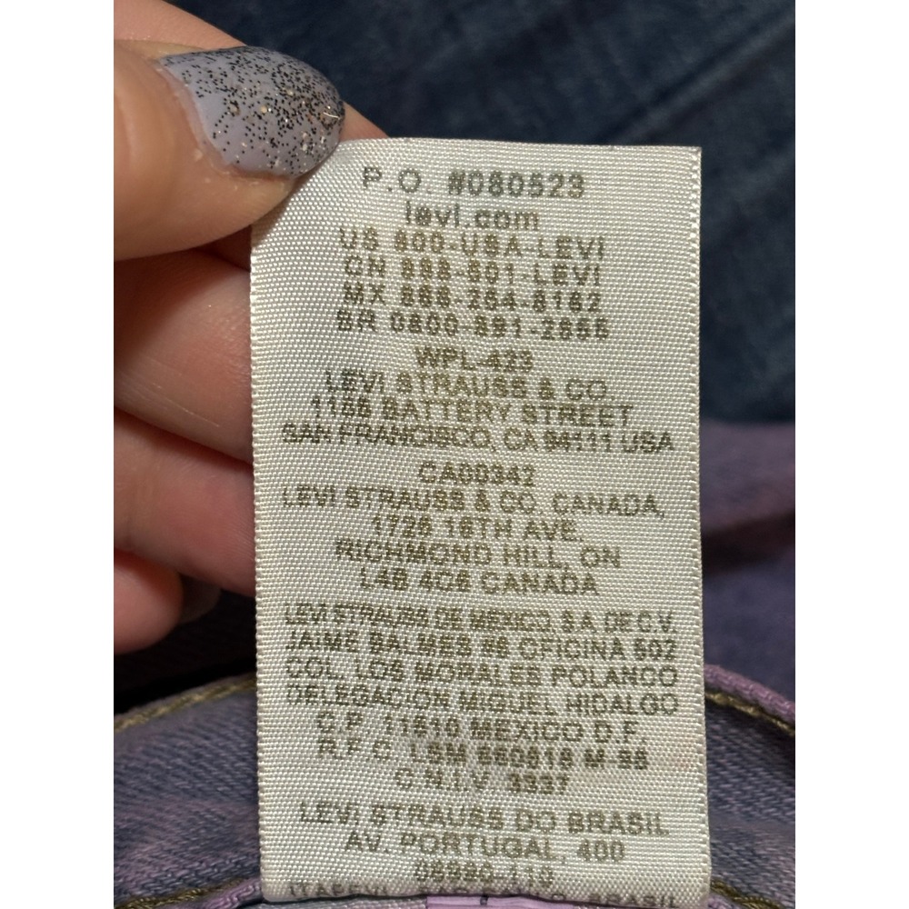 Levis 514 Mens RIDICULOUSLY LONG Purple Tie Dye Straight Jeans 33x53 Modified - Picture 6 of 7